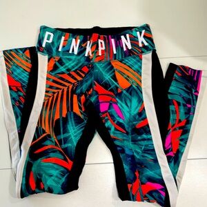 Worn once! VS PINK tropical leggings. Limited Edition! Size S.
